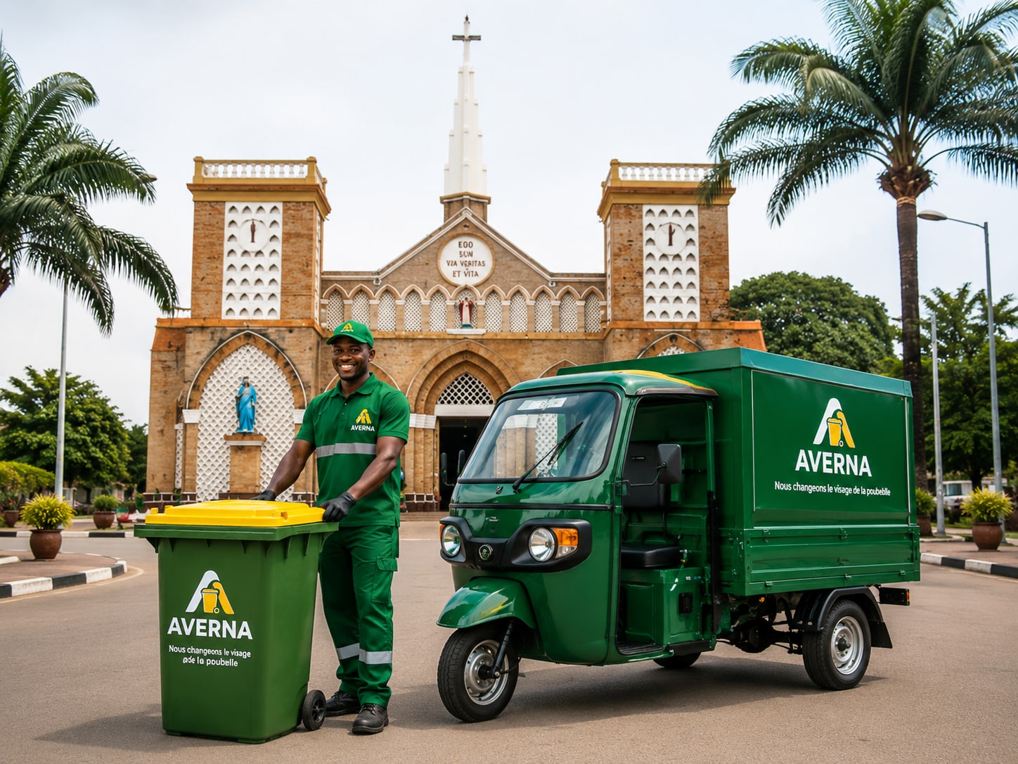 Agent et tricycle AVERNA à Brazzaville